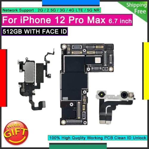 Factory Good Logic Board For IPhone 12 Pro Max 256GB Original Motherboard Free iCloud Plate WITH FACE ID Unlock Mainboard