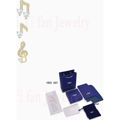 Fashion SWA Earrings New PLEASANT Pierced Earrings Set Classic Musical Note Gold Decoration Ladies Jewelry Gift Free Shipping