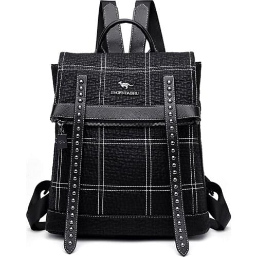 2021 Fashion Anti-theft Backpack Women Brand Leather Backpacks Female School Bags For Teenage Girls Shoulder Bag Travel BackPack