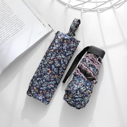 Fashion Mini Folding Umbrella With Bag Women Gift Men Mini Pocket Rain Parasol Girls Anti-UV Waterproof Portable Travel Umbrell