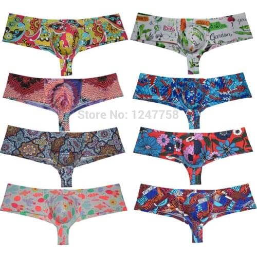 Male Panties Boxers Men Underwear U Convex Pouch Underpants Trunks Bokserki Brazilian Bikini Printed Homewear Shorts