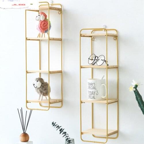 Wall Pendant Storage Rack Iron Shelf Metal Shelf Decoration Display Stand Three-layer Four-layer Wall Hanging Golden Shelf