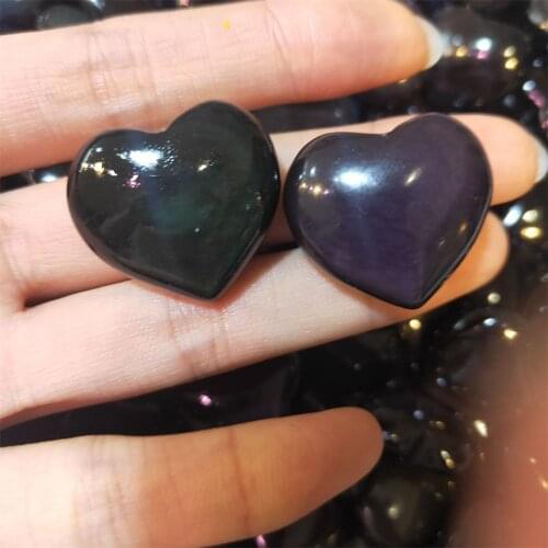 Small Size Natural Colorful Black Obsidian Loving Heart Shaped Stone Crystal Gift Healing Decoraction Natural Crystals