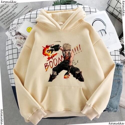Katsuki Bakugo Clothes My Hero Academia Hoodied Harajuku Hoodie Anime Hoodies Womens Sweatshirts Female Beige Hoody
