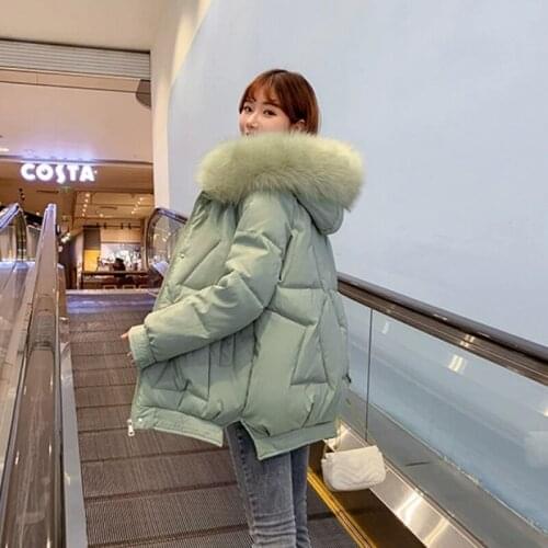 2021 Winter Women Parkas Coat Mid-long Thicken Hooded Big Fur Female Jacket Korean 4 Colors Casual Warm Outwear Mujer Chaqueta