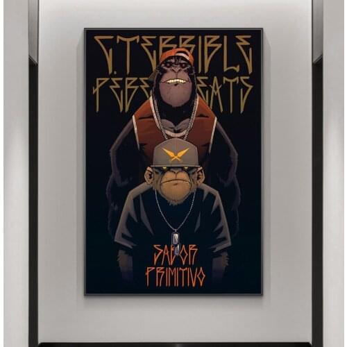 Hip-Hop Monkey Brother Posters And Prints Funny Cartoon Animal Canvas Painting On Wall Art Picture For Living Room Decoration