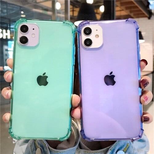 6Colors Airbag Anti Knock Shockproof Case For iPhone 11 12 mini Pro X XS Max XR Clear Soft Silicone Back Transparent Phone Cover