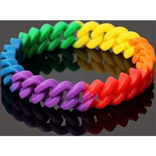 Pride LGBT Rainbow Unisex Silicone Bracelet Gay Pride Jewellery Lesbian Bisexual