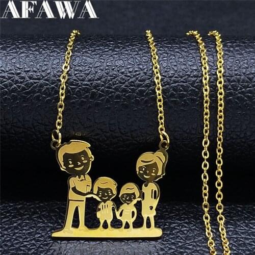 Family Son Stainless Steel 2 Boys Necklaces for Women Gold Color Necklaces & Pendants Jewelry collares N513S01