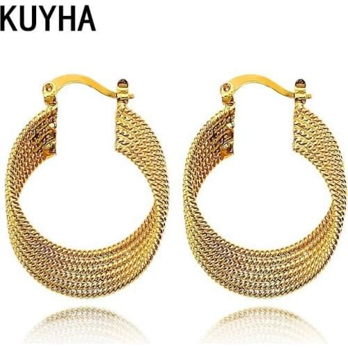 Earrings Women Hoop Earrings Big Round Design Geometric Pendant Fashion Statement Wedding Earrings For Female Party Jewelry