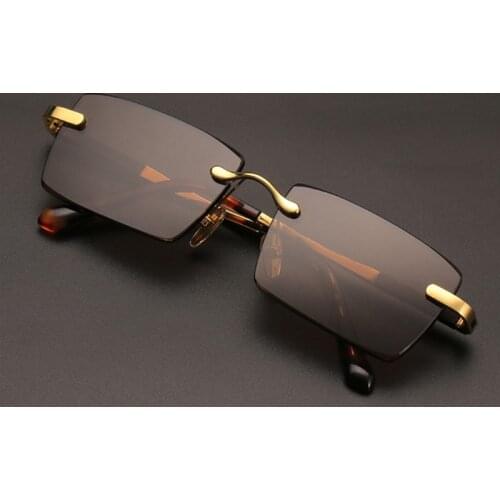 Luxury Rimless Glass Sunglasses Man Woman Natural Crystal Stone Lens Acetate Glasses Frame Vintage Sun Glasses Top Quality
