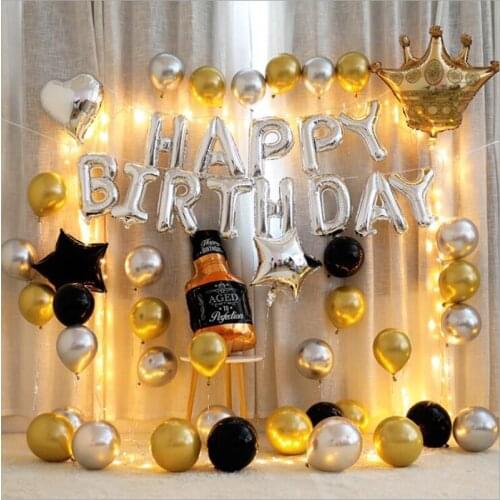 LED Lights Happy Birthday Balloons for Kids Adult Baby Shower Newborn First Birthday Party Decoration Foil Air Balloon Girl Boy