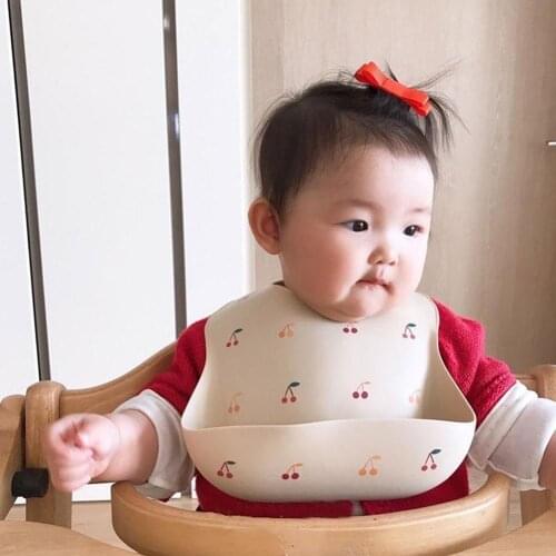 Waterproof Silicone Baby Bibs Candy Color Cartoon Plane Rocket Print Toddlers Feeding Weaning Food Crumb Catcher Pocket Saliva