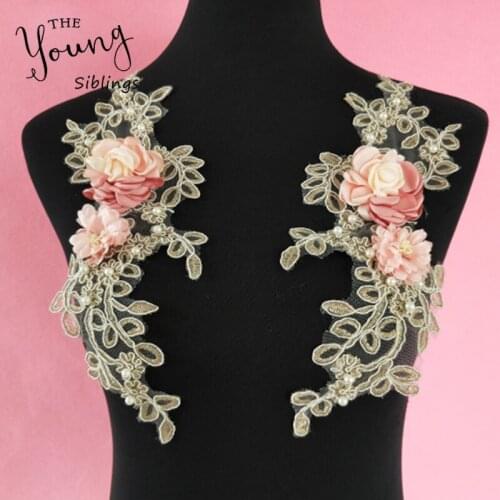 High Quality Lace Fabric 3D Flower Exquisite Lace Sewing Applique Craft lace collar Ladies Clothing Decoration Accessories