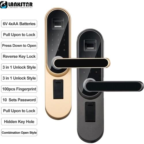 LANXSTAR Home Smart Fingerprint Password Lock Door Interior Door Bedroom Wood Door Lock Office Room Lock Electronic Door Lock