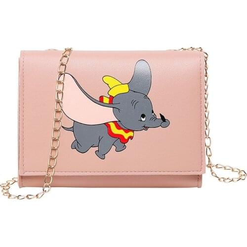 Disney Dumbo cartoon lady messenger bag shoulder pu women fashion handbag minnie shopping bag gift Mobile phone bag purse