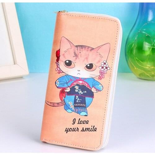 Women Wallet Zipper Lady Purses Long Money Coin Purse Notecase Clutch Female Wallets Pocket Girls Cartoon Cat Handbags Billfold