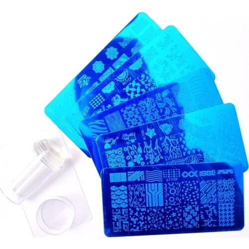 1 Set Nail Art Stamp Plate Leaf Flower Snowflake Geometry Lace Nail Polish Print Jelly Stamper Scraper Tool