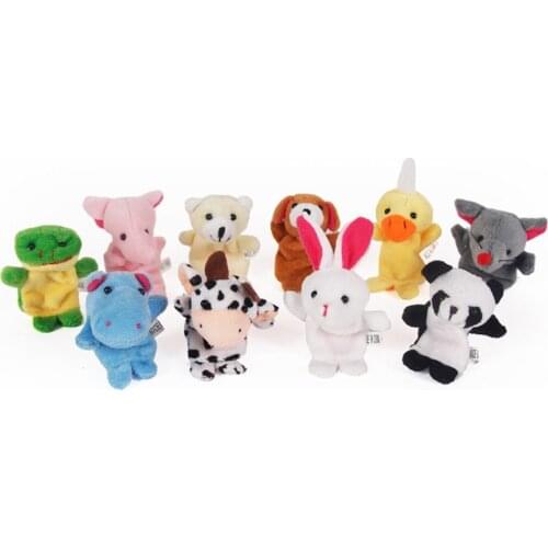 1PC/6PC Funny Baby Plush Toy Animal Finger Puppets Double Layer with Feet Storytelling Props Doll Hand Kids Children Gift