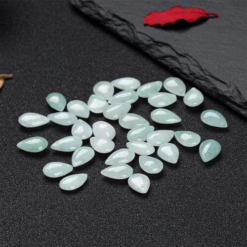 10PC Natural Jade Emerald Double Water Drop Bead Accessories DIY Bangle Charm Jewellery Fashion Hand-Carved Luck Amulet Gift
