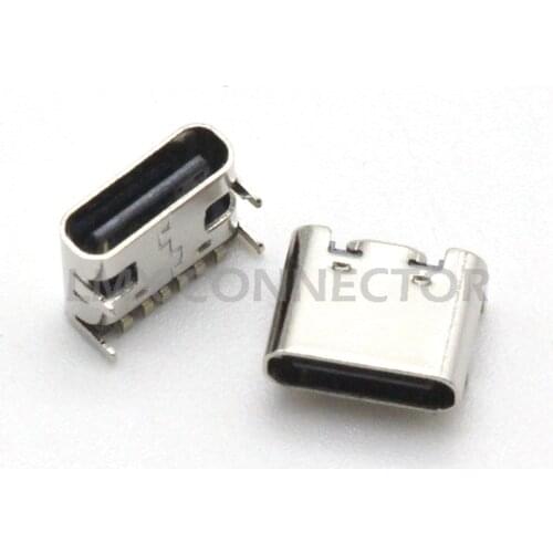 10PCS USB Type C Female Socket 6 Pin SMT Type-C USB Port Connector for PCB Design DIY High Current Charging