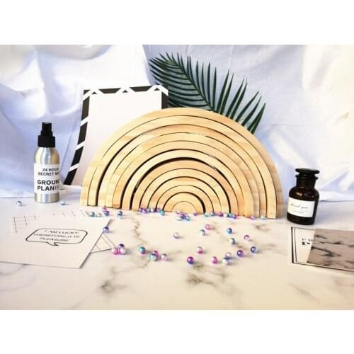 12Pcs Rainbow Blocks Natural Raw Wooden Toys For Kids Creative Rainbow Building Blocks Montessori Educational Toy Baby Gift Toy