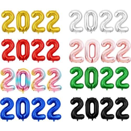 16/32/40Inch Number "2022" Balloons Gold Silver Foil Baloon 2022 Happy New Year Party Decoration Merry Christmas Ornaments