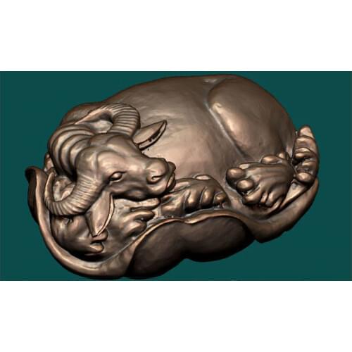 3D model for cnc 3D carved figure sculpture machine in STL file format The Chinese culture,Lotus leaf cattle