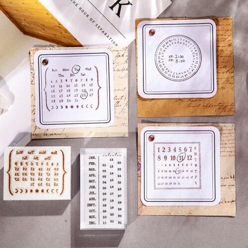 Yoofun Acrylic Clendar Stamps for Scrapbooking Planner Diary Notes Schedule Decoration Seal Date Month Week Standard Stamp