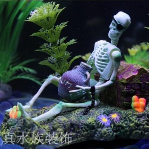 Aquarium pneumatic accessories bubble stone fish tank decoration Pirate Skeletons Decoration Acuarios Landscape Ornament Decor
