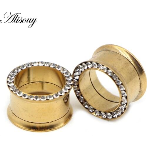 Alisouy Unisex 2PC Steel auricle Ear Plugs Tunnel Screw Earring Gauges Hollow Piercings Tunnels Expanders Rings Body Jewelry