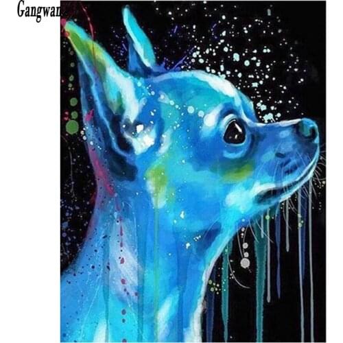 Full square round Diamond Painting abstract chihuahua diamond Embroidery cute pet dog diamond Mosaic picture of Rhinestones