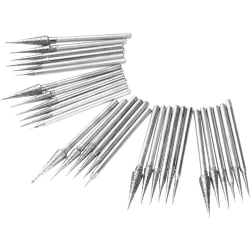 30Pcs 1-4mm Diamond Grinding Head Grinding Needle Bits Burrs Metal Stone Jade Engraving Carving Tools 2.35mm Shank Needle