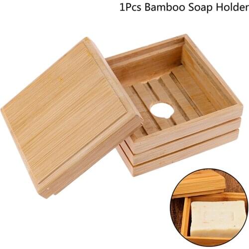 Bamboo Soap Dish Wooden Soap Tray Holder Storage Soap Plate Container Portable Simple Manual Drain Soap Box Bathroom Accessories