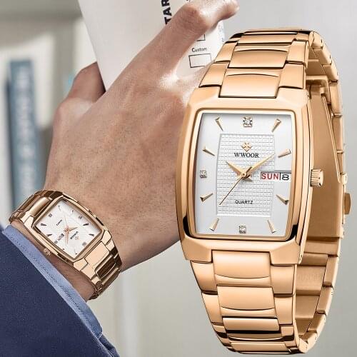 WWOOR Fashion Date Quartz Men Watches Top Brand Luxury Male Clock Waterproof Luminous Sport Mens Wristwatches Relogio Masculino