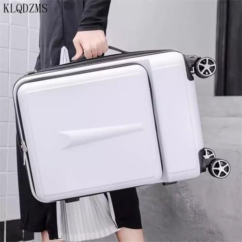 KLQDZMS 20’’24 Inch ABS Women Portable Travel Rolling Suitcase On Wheels Men Cabin Rolling Luggage With Laptop Bag