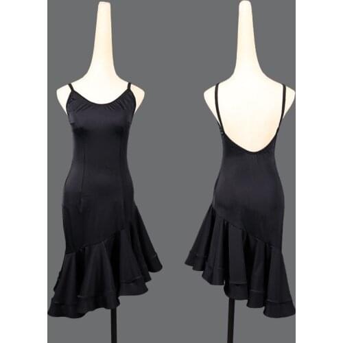 Black Sexy Latin Dance Dress for Girls Ballroom Dance Salsa Clothes Fashion Rumba Dresses Dancewear Stage Performance Costumes