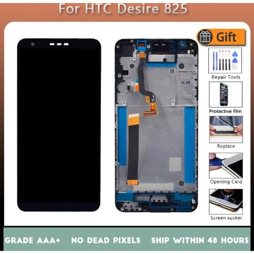 For HTC Desire 825 LCD screen assembly with front case touch glass,5.5 inches LCD Display original Black White