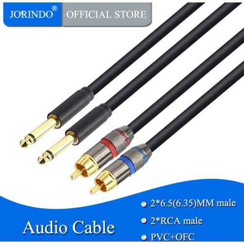 JORINDO 3M/9.8FT Dual 6.35MM to dual RCA audio cable,6.5 male to RCA male Mixer connection amplifier line