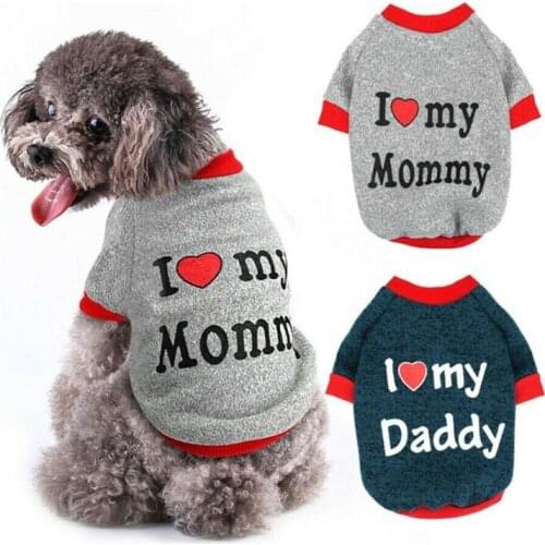 Cat Pet Yorkie Love Dog Pug Sweater Mummy/Daddy Clothes I Jumper Small Puppy for Pet Dog