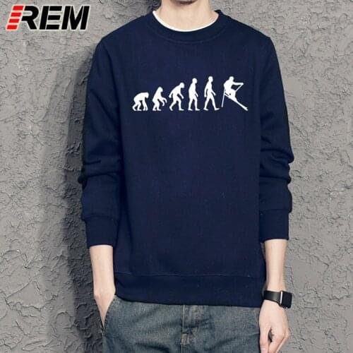 REM Hoodies Design MenS long Evolution Of Skier Extreme Sportser Crew Neck Printed Sweatshirts