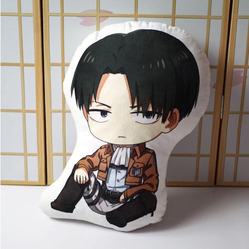 Anime Attack on Titan Plush Toy Levi Ackerman Shingeki no Kyojin Model Plush Doll Double sided Pillowcase 48cm for Child Gift