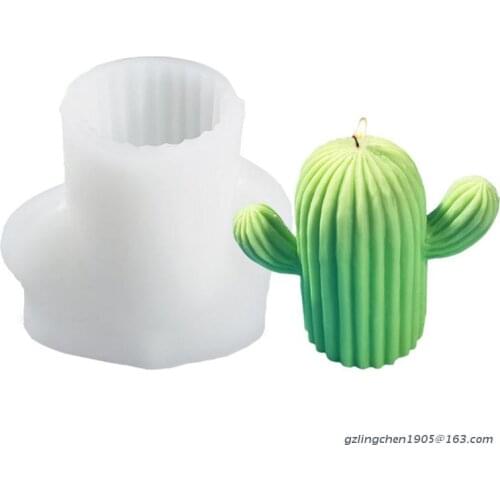 P8DE Cactus Candles Epoxy Resin Mold Cute 3D Clay Soap Wax Silicone Mould DIY Crafts Cake Decorations Casting Tool