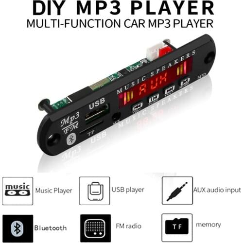 Kebidu Bluetooth 5.0 Receiver MP3 Player Car Kit Decoder Board FM Radio TF USB 3.5 Mm AUX Audio For Iphone 8 XS Samgung S9