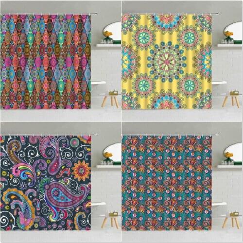 Creative Bohemian Pattern Shower Curtain Mandala Fabric High Quality Bathroom Supplies Decor With Hooks Cloth Curtains Washable