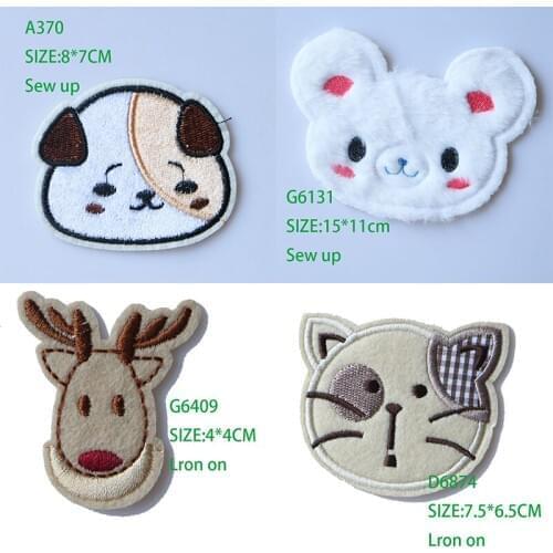 Cartoon Decorative Patch Cat Bear Deer icon Embroidered Applique Patches For DIY Iron on Badges Stickers on backpack,the clothes