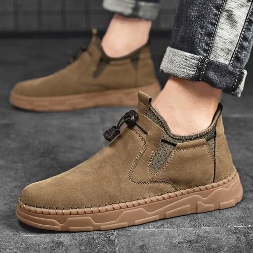 Brand Mens Boots Autumn Winter Men Ankle Boots Casual Suede Boots Men Sneakers Slip On Mens Shoes Comfortable Motorcycle Boots