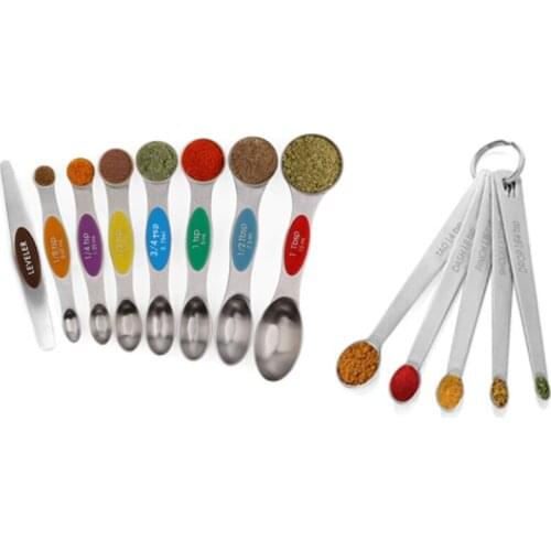 13 Piece Stainless Steel Measuring Spoons Set, Dual Sided Stackable Teaspoon for Measuring Dry and Liquid Ingredients