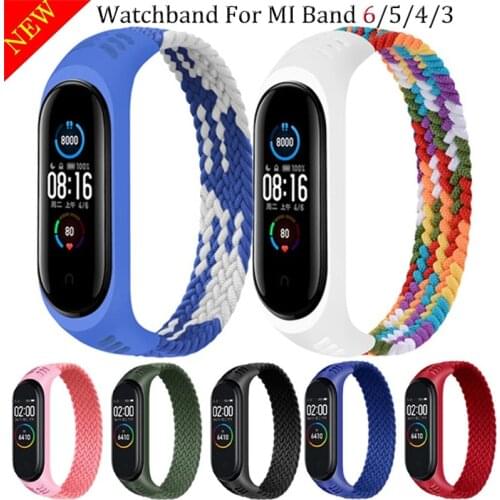 2021 NEW Latest style Braided Loop Straps For Xiaomi MI Band 5 Nylon Fabric Elastic belt bracelet Wrist Strap For Mi band 4 3 6