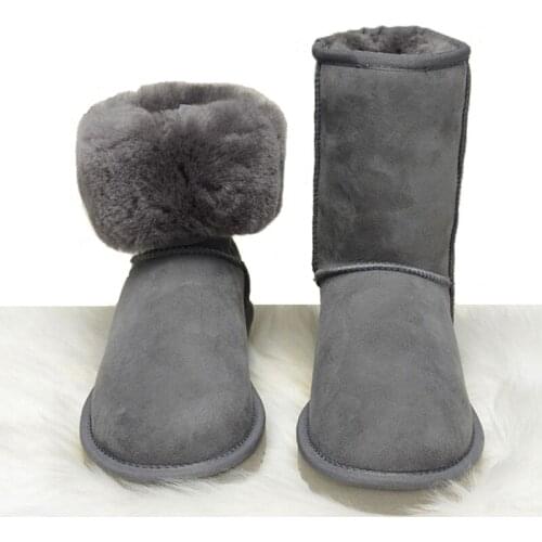 New Top Quality Fashion Women plush Snow Boots 100% Genuine cow Leather Winter Boots Fur Warm Women Boots waterproof shoes
